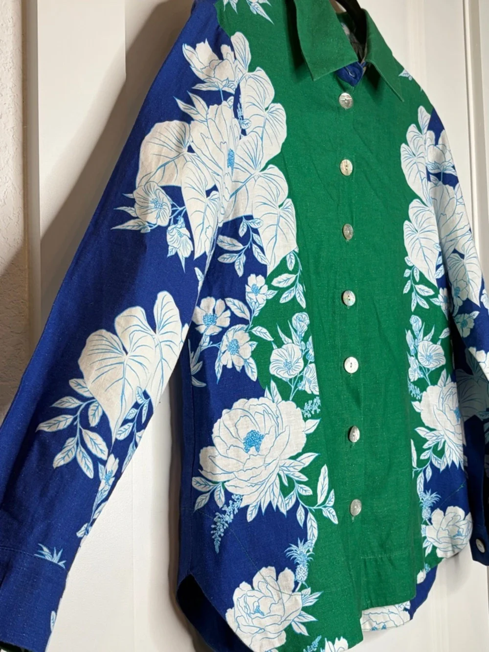 Farm Rio Green Blue Floral Button Top + Shorts Set Tropical Resort Matching - Picture 3 of 12